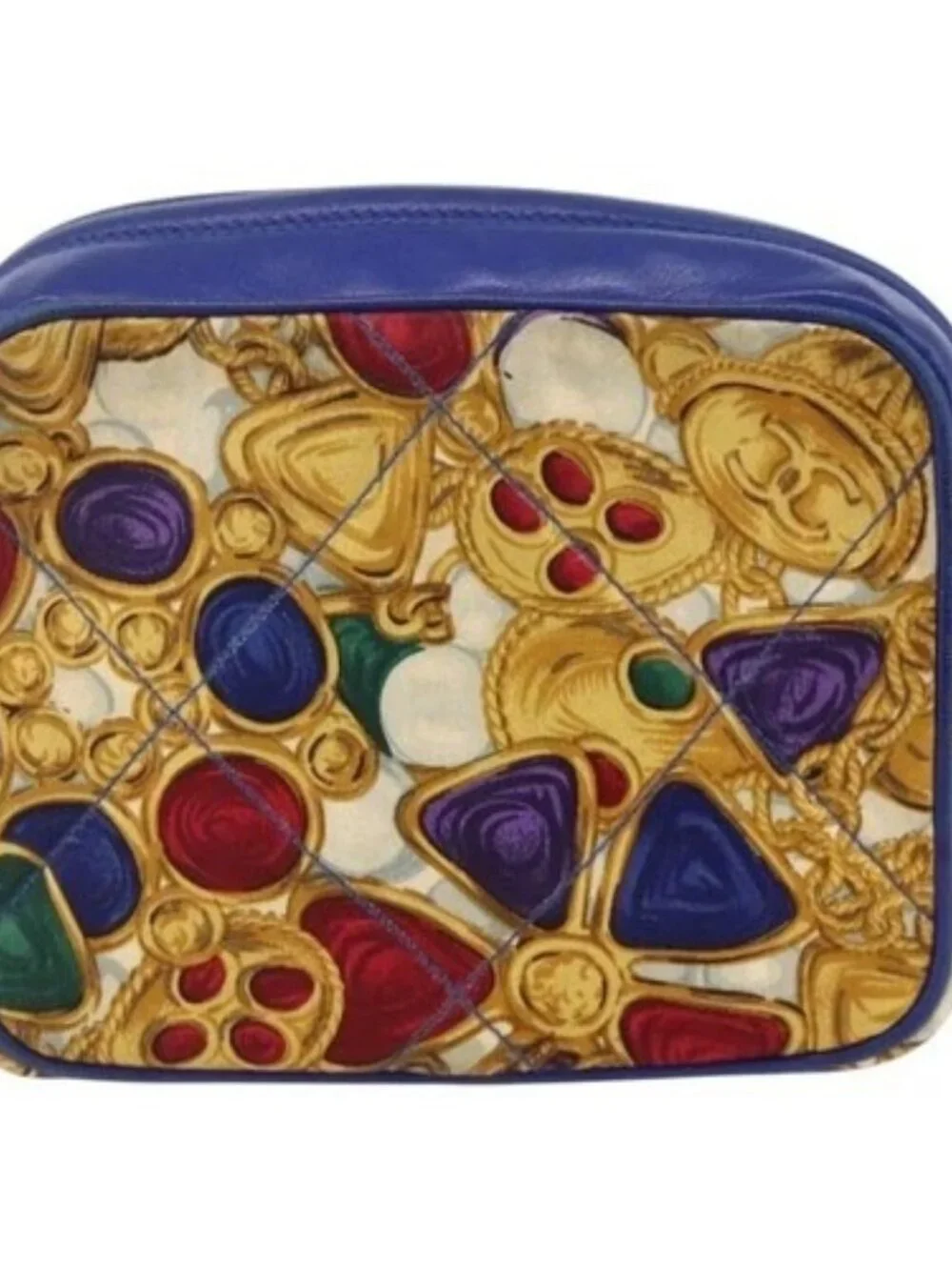 CHANEL Matelasse Chain Shoulder Bag Satin Blue Gold CC Auth BAZ668V